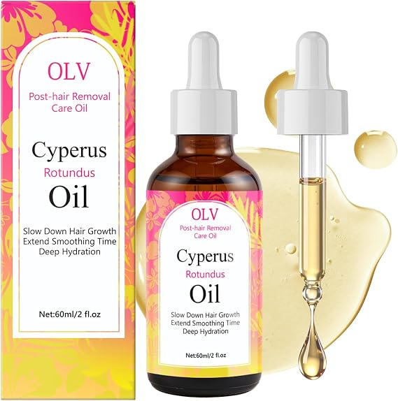 Cyperus Rotundus Oil for Hair Removal, Reducing Body Hair Growth Natural Hair Removal Oil for Women & Men Moisturizing Soothing, Gentle Formula, Safe for Sensit, All Skin Types (1 Bottle/60 mL)
