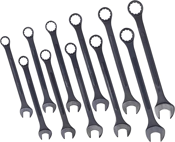 Jumbo Combination Wrench Set | 11 Piece | SAE | 1-5/16 to 2 | Open End | Storage Bag Included | for Professional Mechanic Use Large Wrench Set