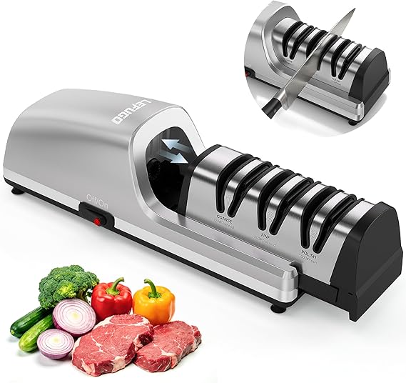 Electric Knife Sharpener for Kitchen Knives,Detachable Head,3-Stage
