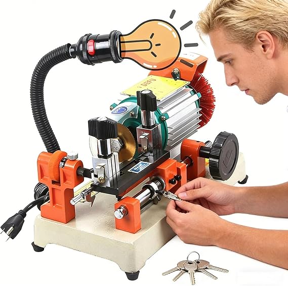 120W Car Key Cutting Machine, Professional Auto Key Cutter & Duplicator W/Polishing Brush, Heavy Duty Key Maker Machine for Car, Motorcycle, RV Keys - 110V