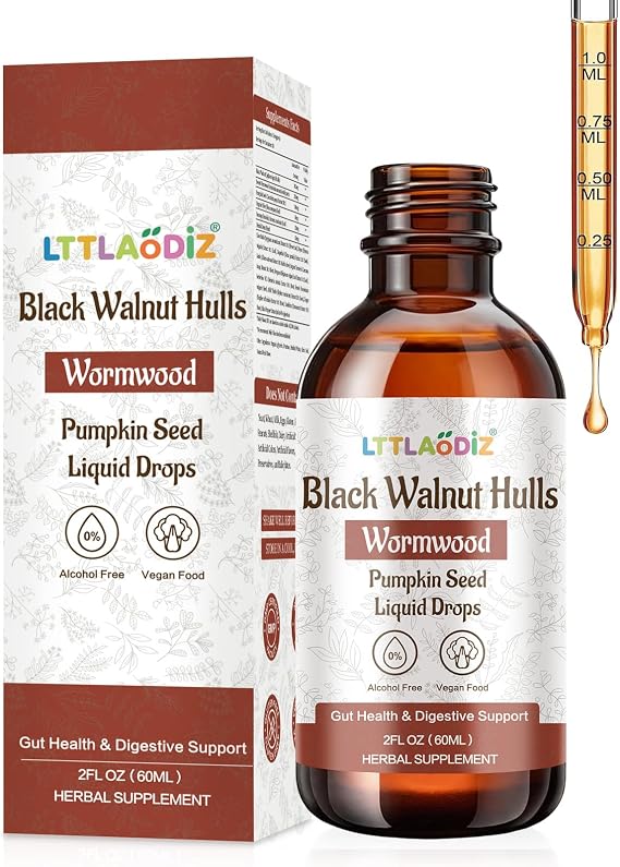 Wormwood Black Walnut Cloves Cleanse Liquid Drops, Digestive & Gut Health