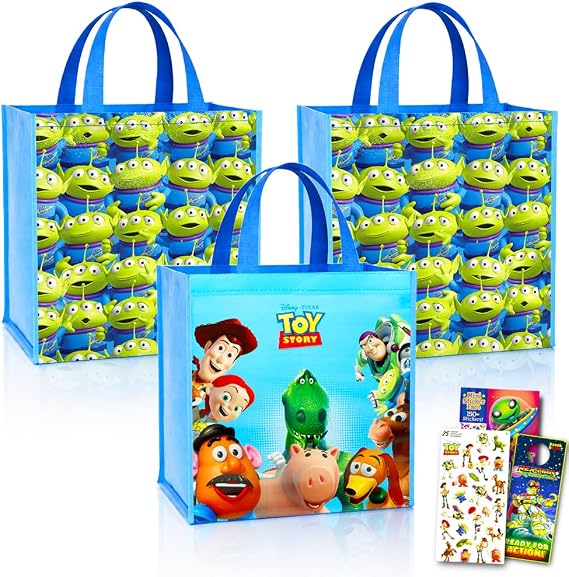 Toy Story Tote Bags, Large Reusable Grocery Bags - 3 Pack Bundle