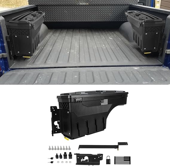 POETRYXIAO Lockable Truck Bed Storage Box with Password Padlock for 2019-2023 Dodge Ram 1500 2500 (No Fit 1500 Classic Model),Waterproof ABS Wheel Well Tool Box 6.6 Gal/25 L (Drivers Side)