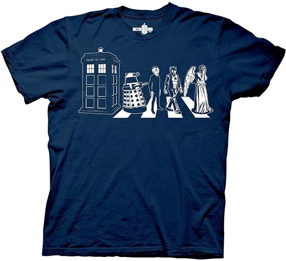 Ripple Junction Doctor WHO Mens Short Sleeve T-Shirt Tardis Dalek Weeping Angel Cyberman Crossing Street Officially Licensed