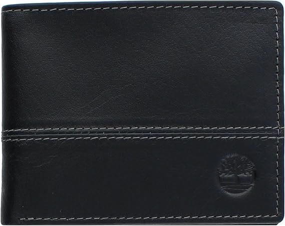 Timberland Men's Leather Passcase Bifold Wallet Hybrid, Black, One Size