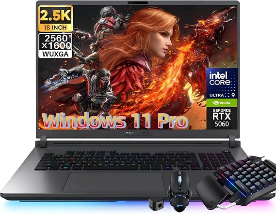 ASUS ROG Strix G18 Gaming Laptop PC, Intel 24-Core Ultra 9 275HX Up to 5.4GHz, GeForce RTX 5060, 2.5K 240Hz/3ms Nebula Display, 32 GB DDR5, 1 TB SSD, Backlit KB, Wi-Fi 7, Windows 11 Pro, Accessories