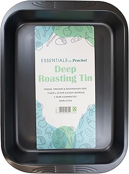 Prochef Essentials Deep Roasting Tin, Non Stick, Easy Clean, 37cm x 28cm x 6cm, Black [Energy Class A]
