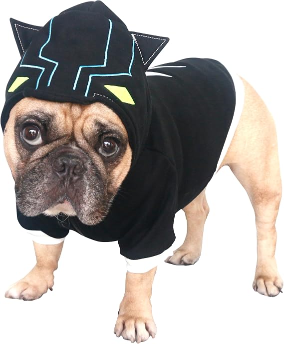 iChoue French Bulldog Halloween Panther Costume Clothes Outfits Hoodies, M