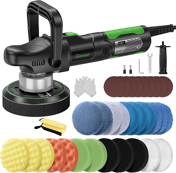 Ginour 1050W Dual Action Car Polisher with Quick-Change Brush Chamber