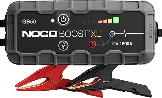 NOCO Boost GB50: 1500A UltraSafe Jump Starter 12V Lithium Battery Booster Pack, Portable Jump Box, Power Bank & Jumper Cables - for 7.0L Gas and 4.5L Diesel Engines