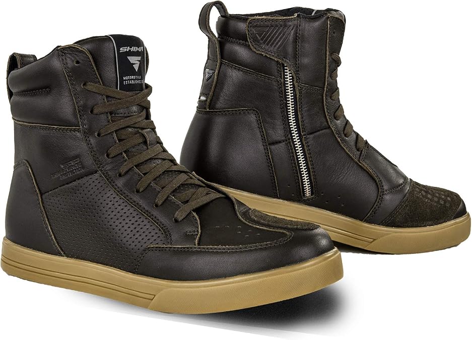 SHIMA Blake Boots Motorcycle Boots for Men Ventilated Leather Shoes Motorbike Short Ankle Protector Urban Bike Classic
