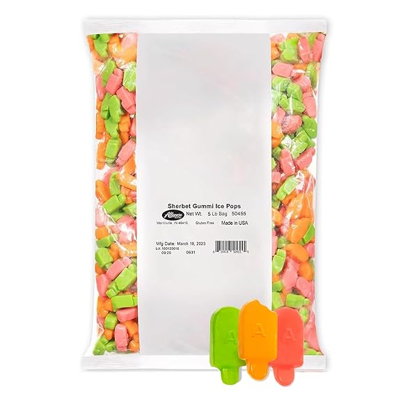 Albanese World's Best Gummies, Sherbet Gummi Ice Pops, 5lbs of Candy