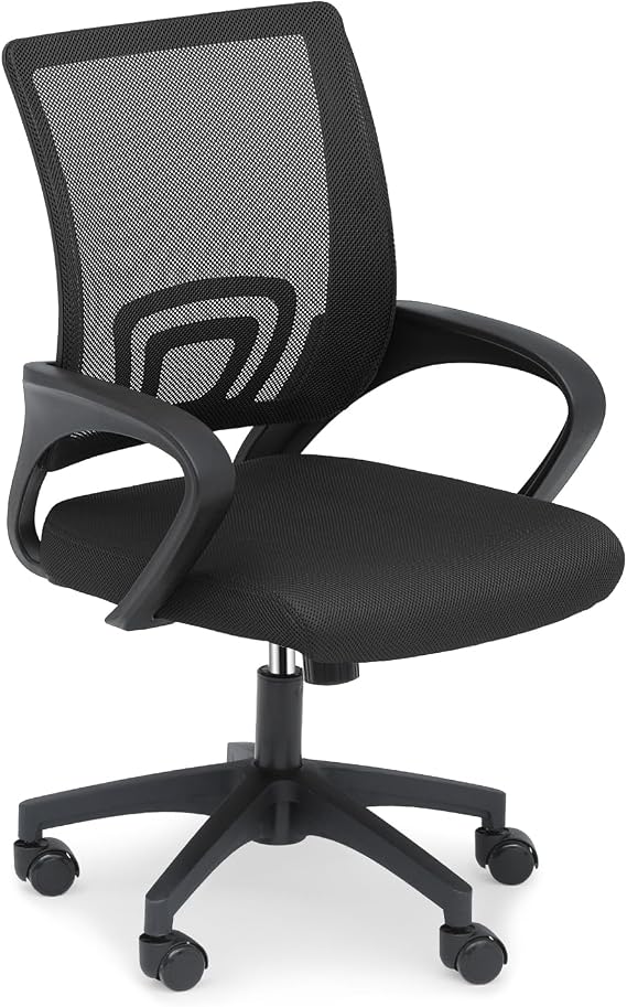 Athena Collection Computer Office Chair, Ergonomic Desk Chair with Rolling Wheels, Mesh Back Support and Height Adjustable, Small and Comfy for Home Office, Study, Black