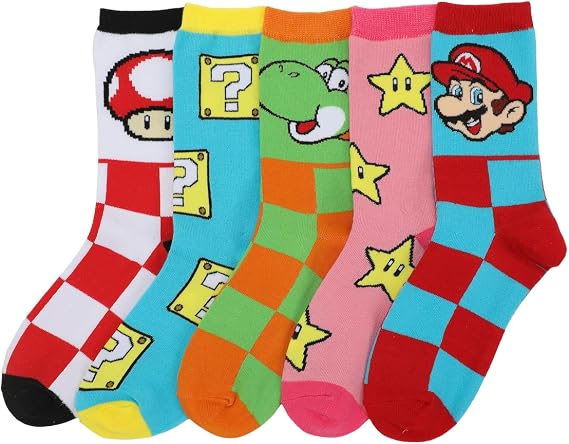 Bioworld Super Mario Bros. Adult Crew Socks 5-Pack