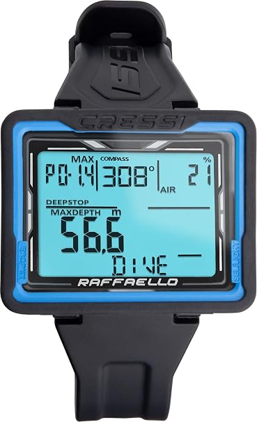 Cressi Raffaello Scuba Dive Computer, Digital Compass, Black/Blue