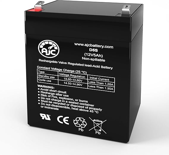 AJC Battery Compatible with APC Back-UPS 6 OUTLETS 450VA 120V BN450M 12V 5Ah UPS Battery