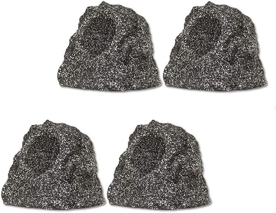 Theater Solutions B41GG Fully Wireless 240 Watt Rechargeable Battery Bluetooth Rock 4 Speaker Set Granite Link Up to 99 Speakers Wirelessly