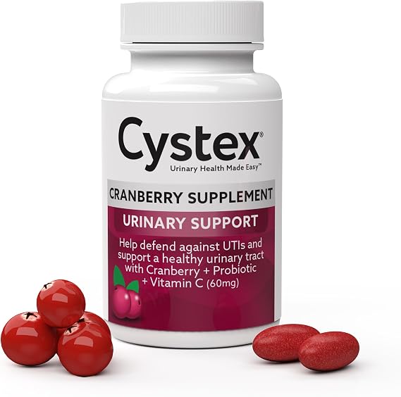 Cystex Cranberry Urinary Health Supplement - Cranberry, Probiotics, Prebiotics, Vitamin C for Urinary Tract & Vaginal Health Support - pH & Yeast Balance - Sugar-Free Daily Health Uses - 75 Caplets