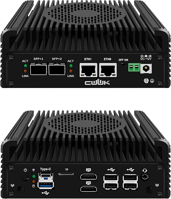 CWWK N150 Mini PC Firewall Appliance 2 x 10GbE SFP+ Mini Computer with 2 x i226-V 2.5GbE LAN S2 OPNsense Micro PC Barebone DDR5 NO RAM/SSD/OS USB-C TF Dual 4K Display AES-NI
