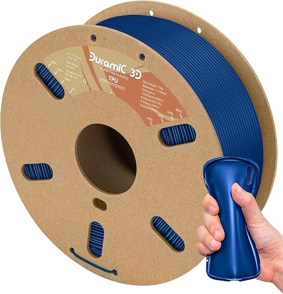DURAMIC 3D TPU Filament 1.75mm Blue, TPU Flexible Filament 95A, Soft TPU 3D Printing Filament, 1kg Spool, Dimensional Accuracy +/- 0.05mm, Blue 1 Pack