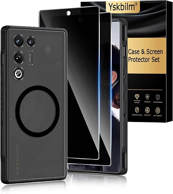 Magnetic Case for Nubia Red Magic 11 Air, with 2X Privacy Screen Protector, Shock-Resistant Slim Magnetic Phone Case for Red Magic 11 Air 2026, Black