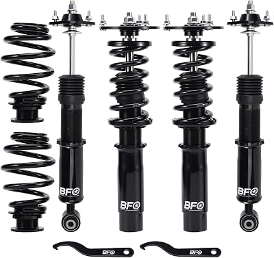BFO Coilover Struts Suspension Lowering Kit for BMW E46 1998-2005 320i 323i 325i 328i 330i, Adjustable Height Coilovers Suspension Kit, Preset Damping Shock Absorber Struts, Lowering Kit, Black