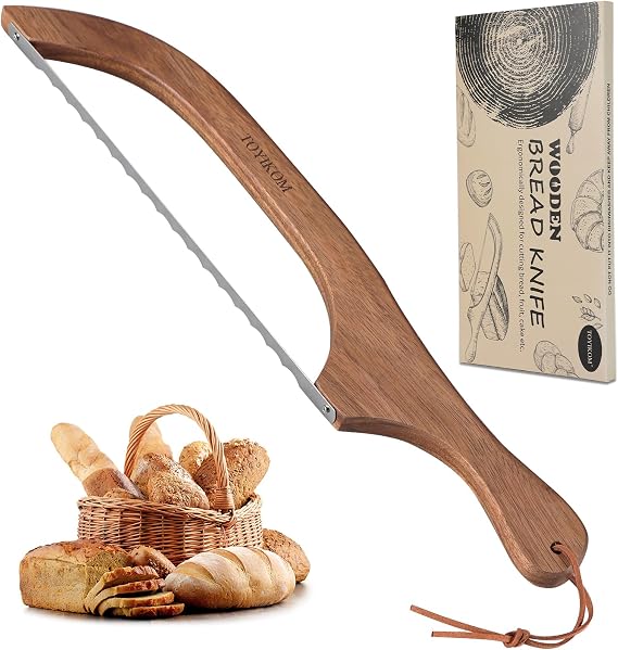 Sourdough Bread Knife for Homemade Bread Sourdough Bread Slicer | 14.5'' Sourdough Slicer,Bread Cutter,Sourdough Knife for Slicing,Wooden Ergonomic Bow Sourdough Cutter with Sharpness Blade