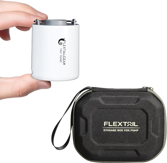 Flextailgear Tiny Air Pump Grey Bundle with Protective Organizer Mini Storage Box