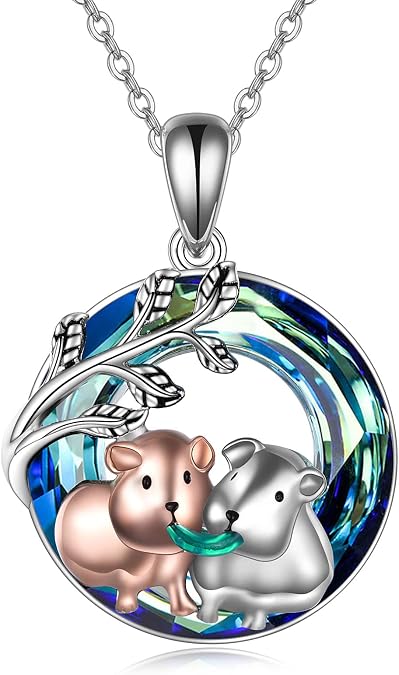 MONGAS Animal Necklace for Women Sterling Silver Guinea Pig/Owl/Dog/Dolphin/Stingray/Flamingo/Cow/Cardinal/Bear Necklace Cute Animal Jewelry Gifts for Women Mother Mom