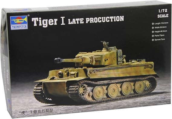 Trumpeter 07244 German Tiger I Late Production WWII Tank 1/72 Scale Model Kit