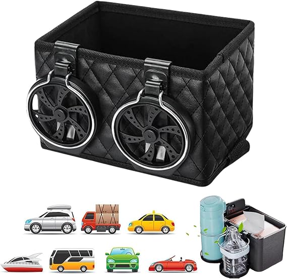 2025 New Car Armrest Storage Box, Car Armrest Storage Box with 2 Cup Holders, Universal Between Seat Console Organizer with Phone Slot (A)