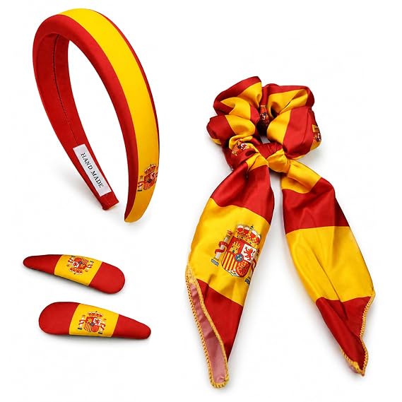 Spain Flag Women 4-Piece Hair Accessory Set