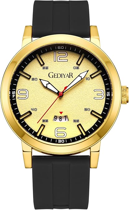 New Men Sports Watch with Quartz Silicone Band Date Display Waterproof Analog Wrist Watches for Mens