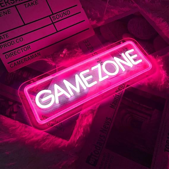 Gamer Neon Sign Dimmable Game Zone Neon Signs for Game Room Decor Gaming Sign for Girls Room Decor USB Powered Gamer Gifts for Teens, Girls, Kids(Pink)