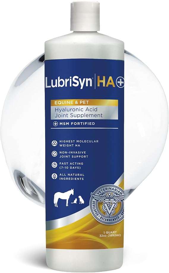 LubriSyn HA Hyaluronic Acid Hip & Joint Supplement Plus MSM for Dogs & Cats, Vet-Developed Oral Liquid HA for Pets & Horses Supports Mobility, Cartilage & Comfort, 32 oz