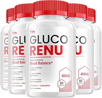 5 Pack Gluco Renu Supplement, GlucoRenu Capsule - Advanced Formula Gluco Renu, GlucoRenu Maximum Strength Reviews, 300 Capsules