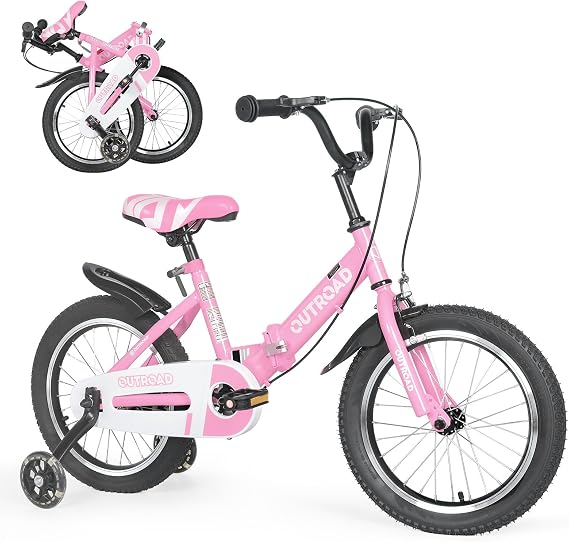 Outroad Kids Bike for Boys Girls Age 3-9 Years Old, 14 16 18 Inch Kid's Bike with Training Wheels, Children Bicycles for Toddler, Blue and Red