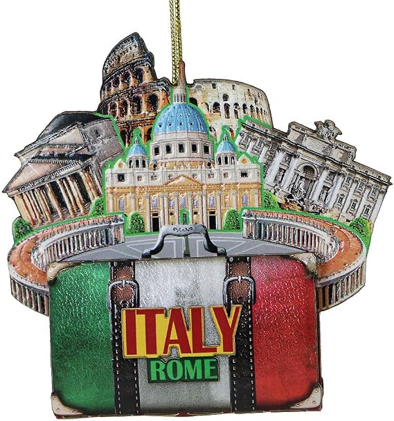 Italian Rome Christmas Ornament 4 Inch Double Sided 3D Italy Christmas Ornament