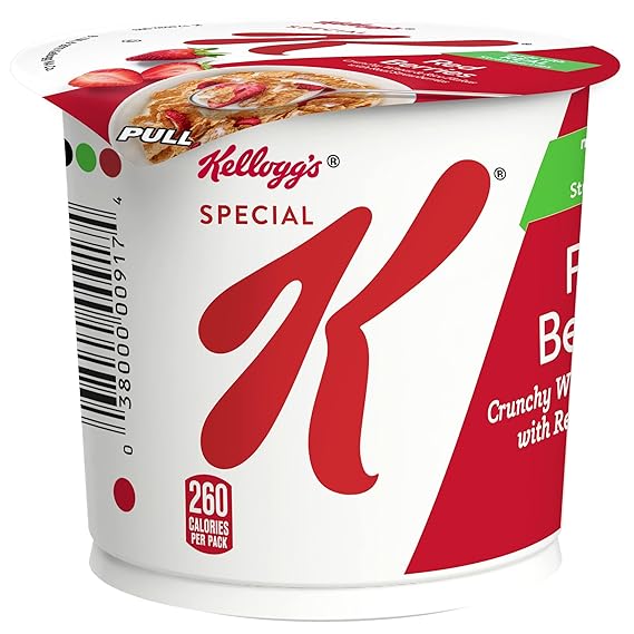 Special K Cold Breakfast Cereal Cup, Made with Real Strawberries, Single Serve, Red Berries, 2.5oz Cup (1 Cup)