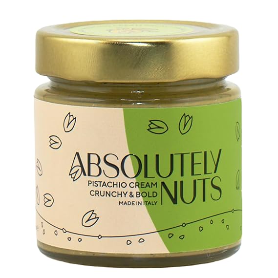 Absolutely Nuts OG Pistachio Cream Authentic Italian Pistachio Butter & Paste, Gourmet Spread & Filling with Balanced Sweetness for Desserts, Made in Italy, 6.7 oz jar (Crema de Pistacho Crunchy)