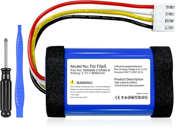 8500mAh Replacement Battery for JBL Flip 5, Part No: 1INR19/66-2 ID1060-B, 2026 Upgrade High Capacity 3.7V Battery for Flip 5 Bluetooth Speaker