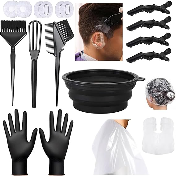 18Pcs Hair Dye Kit Hair Coloring Products with Hair Dye Brush, Includes Hair Color Bowl, Hair Clip, Ear Muffs for Salon Hair Dye Tools and DIY at Home