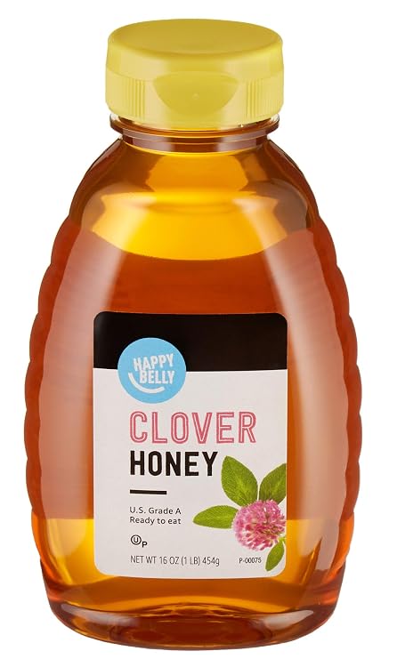 Amazon Brand - Happy Belly Clover Honey, 1 pound (Pack of 1) (Previously Solimo)