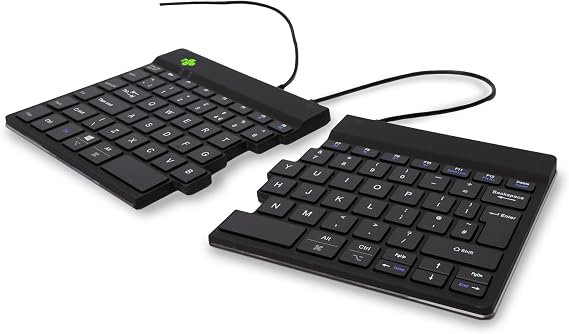 R-Go Ergonomic keyboard, Split design, Natural Typing Keyboard for Carpal Tunnel, Keyboard in 2 parts, With Break software, Ultra Thin, QWERTY(UK) Layout, USB Wired, Black