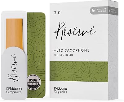 DAddario Organic Reserve Alto Saxophone Reeds - Sax Reeds - Individually Sealed - 3.0 Strength, 10 Pack