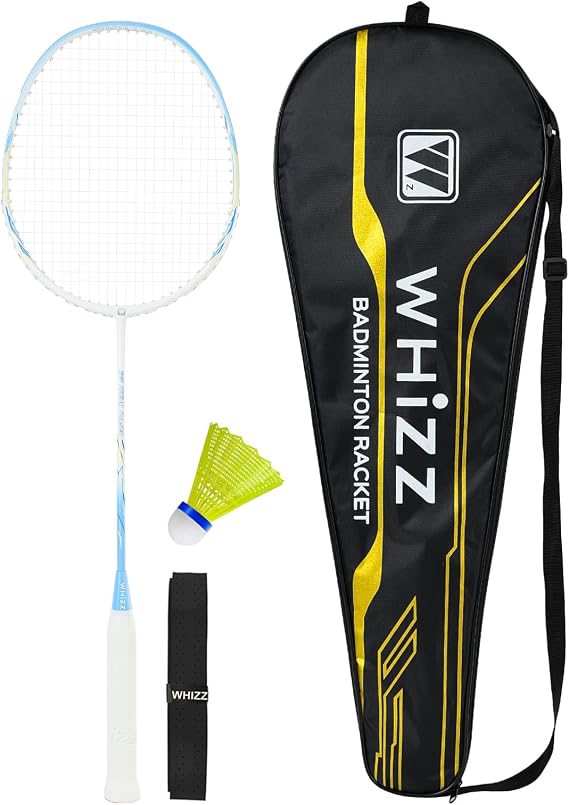 WHiZZ Carbon Graphite Badminton Racket, Lightweight Badminton Racquet for Training, Excercise, School Sports, Incl. Shuttlecock, Grip Tape & Carrying Bag
