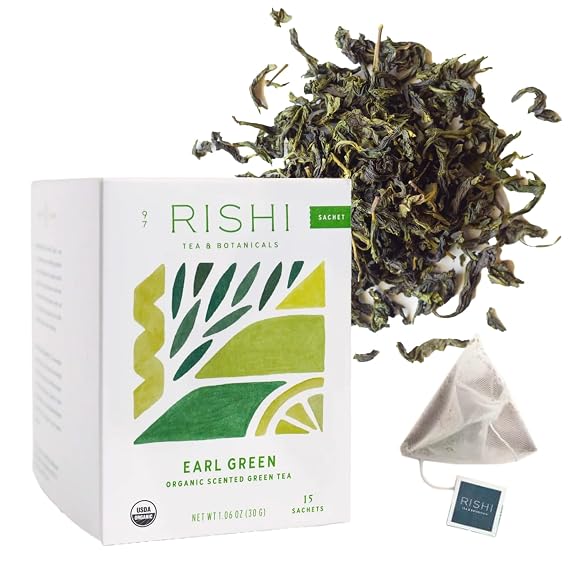 Rishi Tea Earl Green Japanese Organic Sachet Tea Bags, 15ct