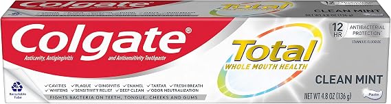 Colgate Total Clean Mint Toothpaste, 10 Benefits, No Trade-Offs, Sensitivity and Whitening Toothpaste, 4.8 oz Tube