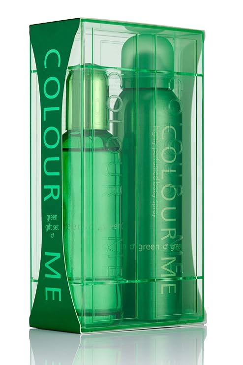 Colour Me Green by Milton-Lloyd for Men - 2 Pc Gift Set 3oz EDT Spray, 5.1oz Body Spray