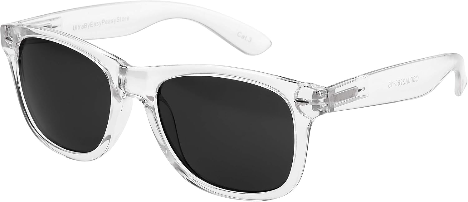 UltraByEasyPeasyStore Adults Clear Frame Sunglasses Transparent Sunglasses Retro UV400 Mens Womens